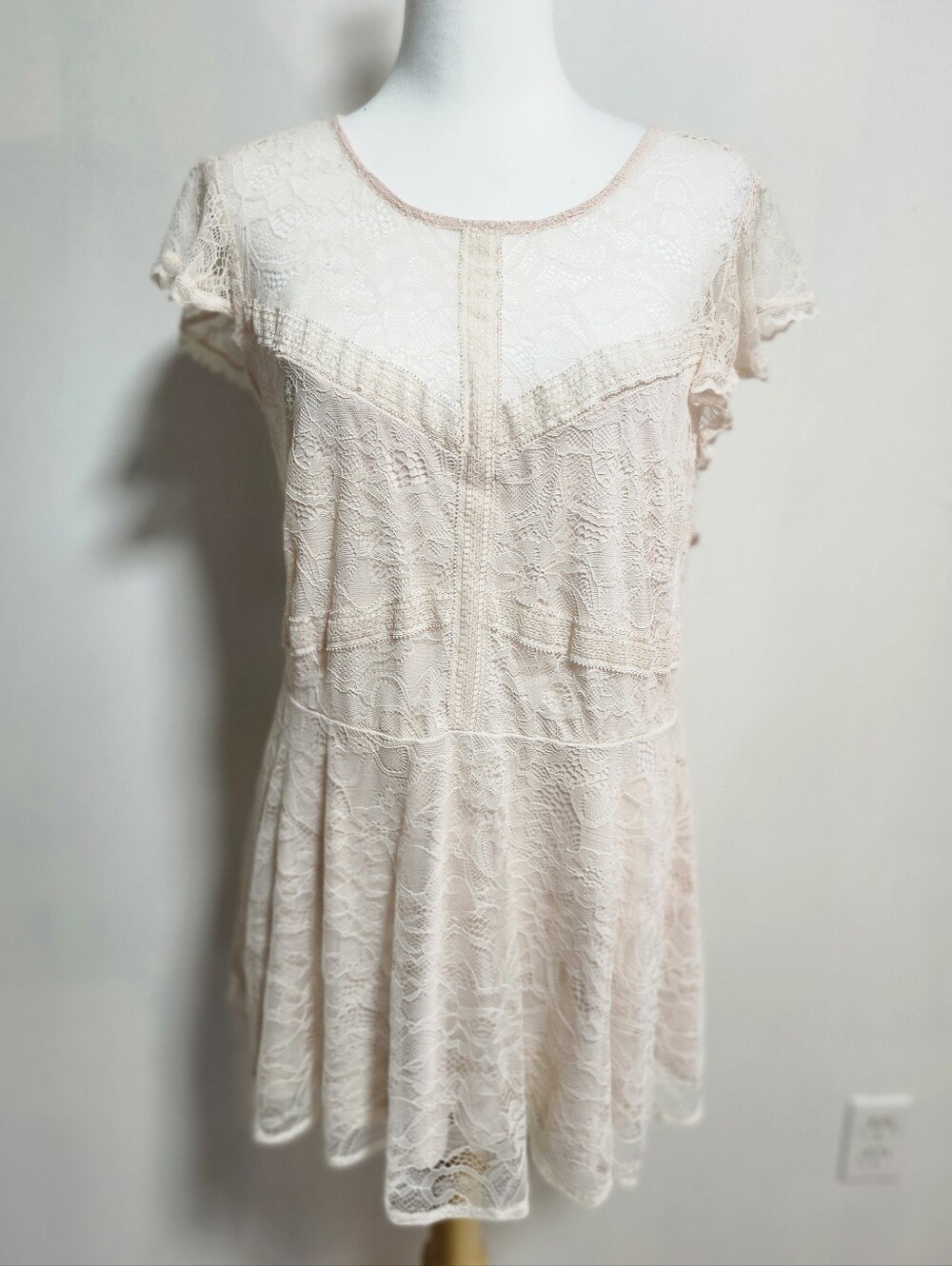 Torrid Lace Fit-and-Flare Top in Blush